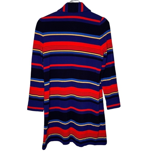 Mislook Striped Color Block Tailored Long Knit Jacket Size M NWT Chunky Button - Picture 7 of 14